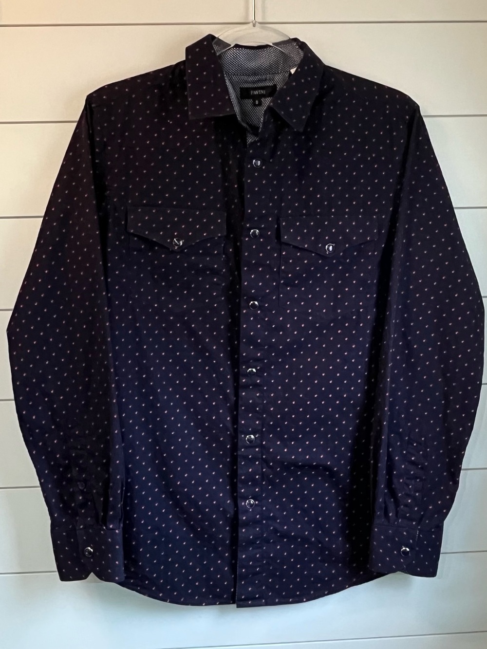 Pavini Western Snap-Down
Dark Blue Dot Grid Pattern Cotton Long Sleeve SZ S